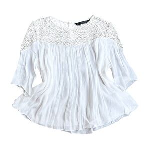 Zara flowy lace cream and white blouse